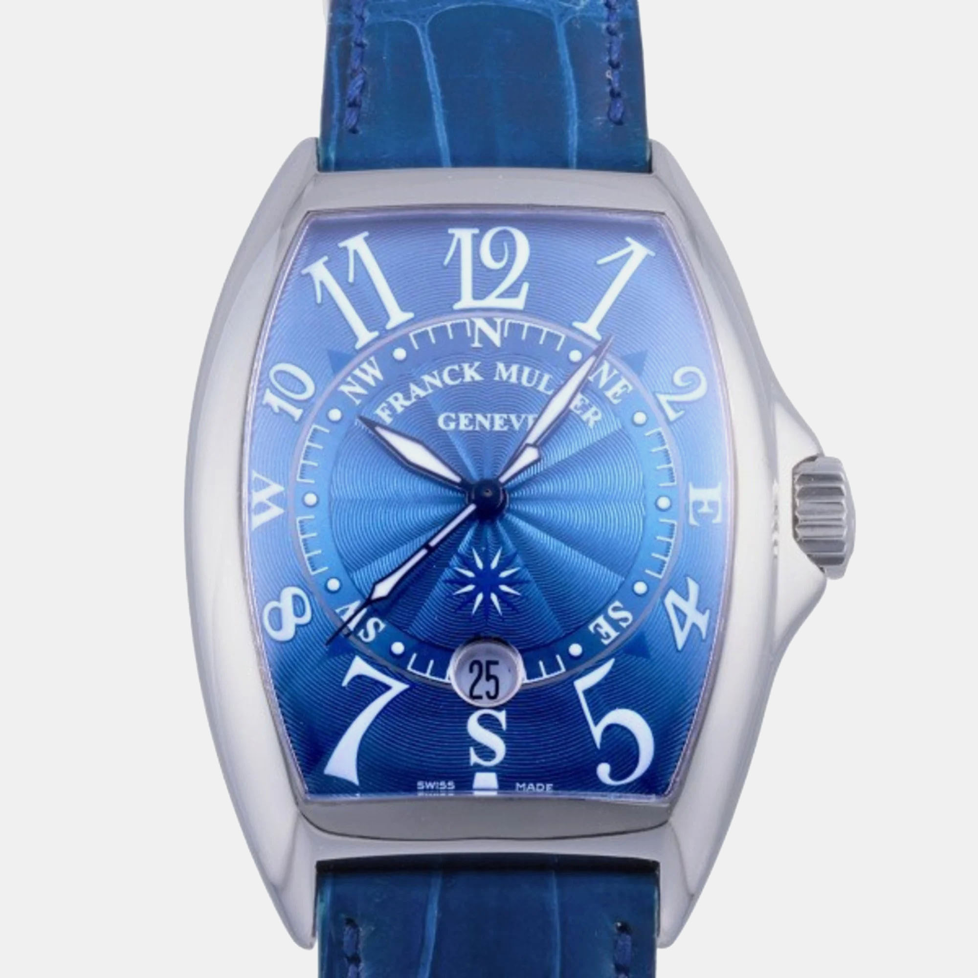 

Franck Muller Blue Stainless steel Tonneau Curvex 7080SCDTMARAC Men's Wristwatch