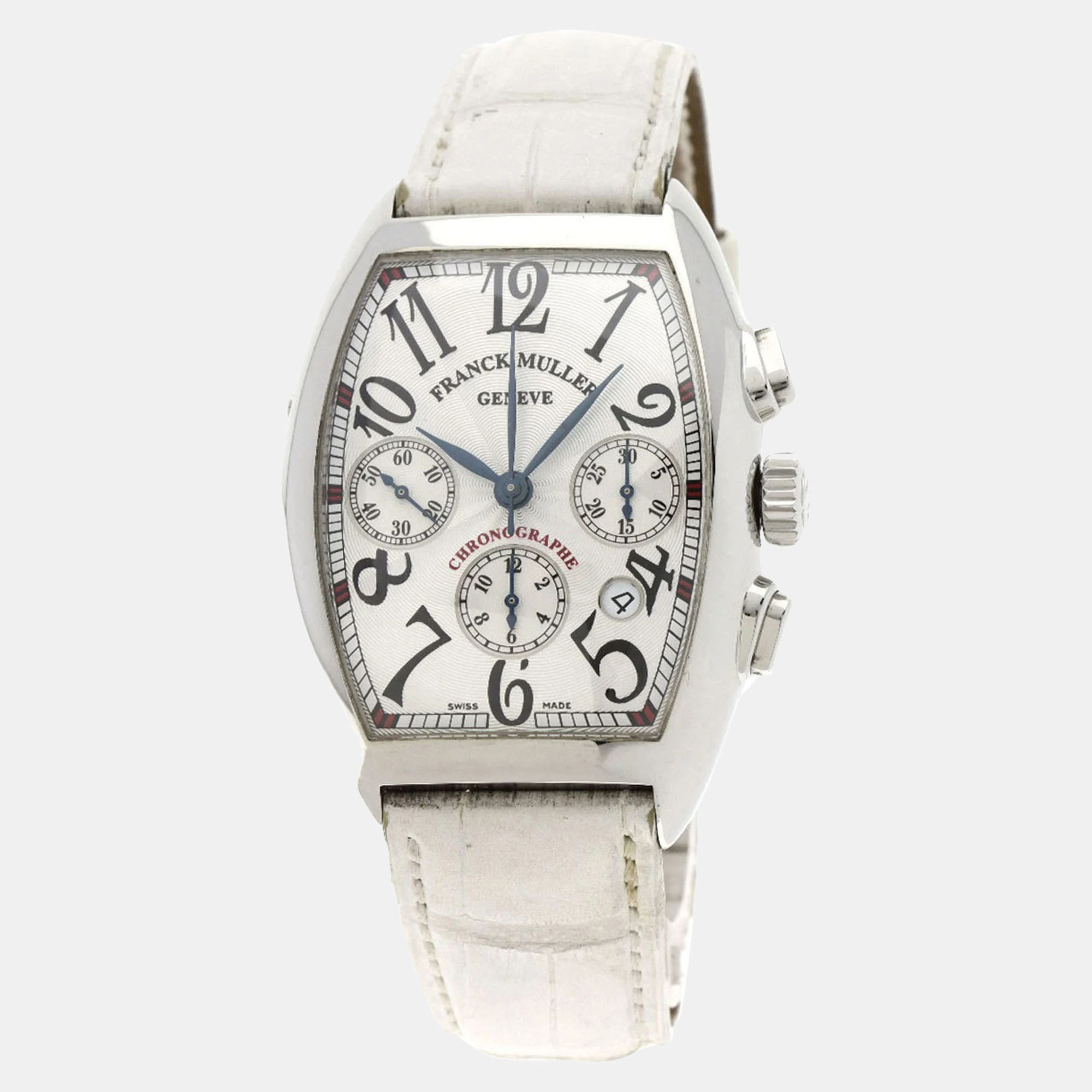 A timeless silhouette made of high quality materials and packed with precision and luxury makes this Franck Muller wristwatch the perfect choice for a sophisticated finish to any look. It is a grand creation to elevate the everyday experience.