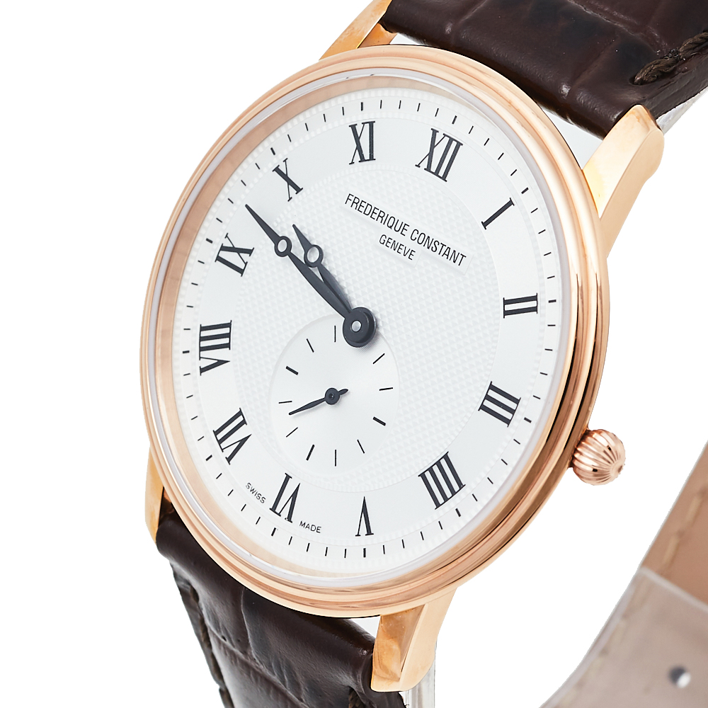 

Frederique Constant Silver Rose Gold Plated Stainless Steel Slimline FC-235M4S4 Men's Wristwatch
