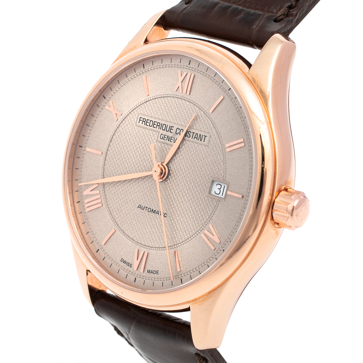 

Frederique Constant Rose Gold Plated Stainless Steel Leather Classics FC-303MLG5B4 Automatic Men's Wristwatch, Metallic