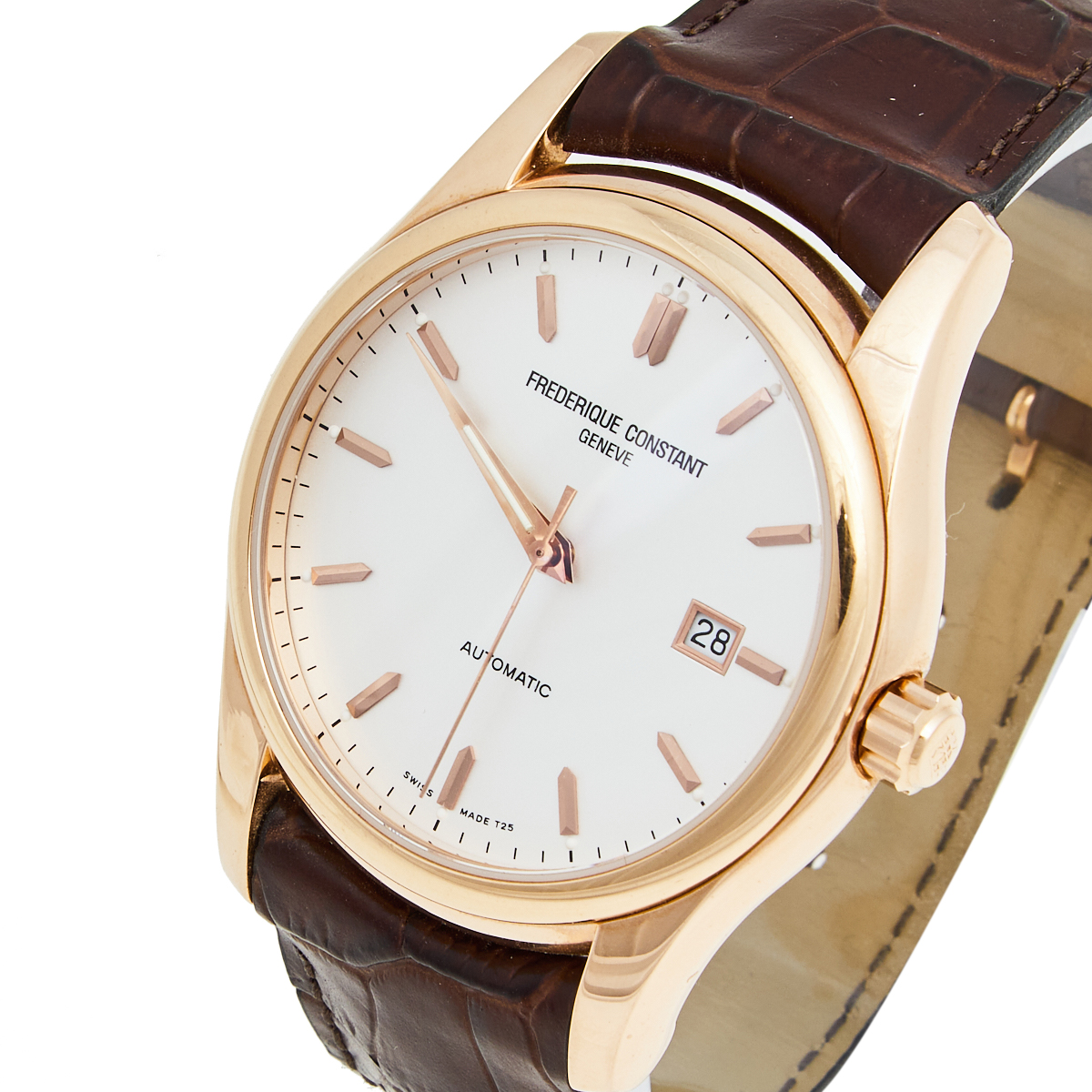 

Frederique Constant Cream Rose Gold Plated Stainless Steel Crococalf Clear Vision FC-303X6B24/6 Men's Wristwatch