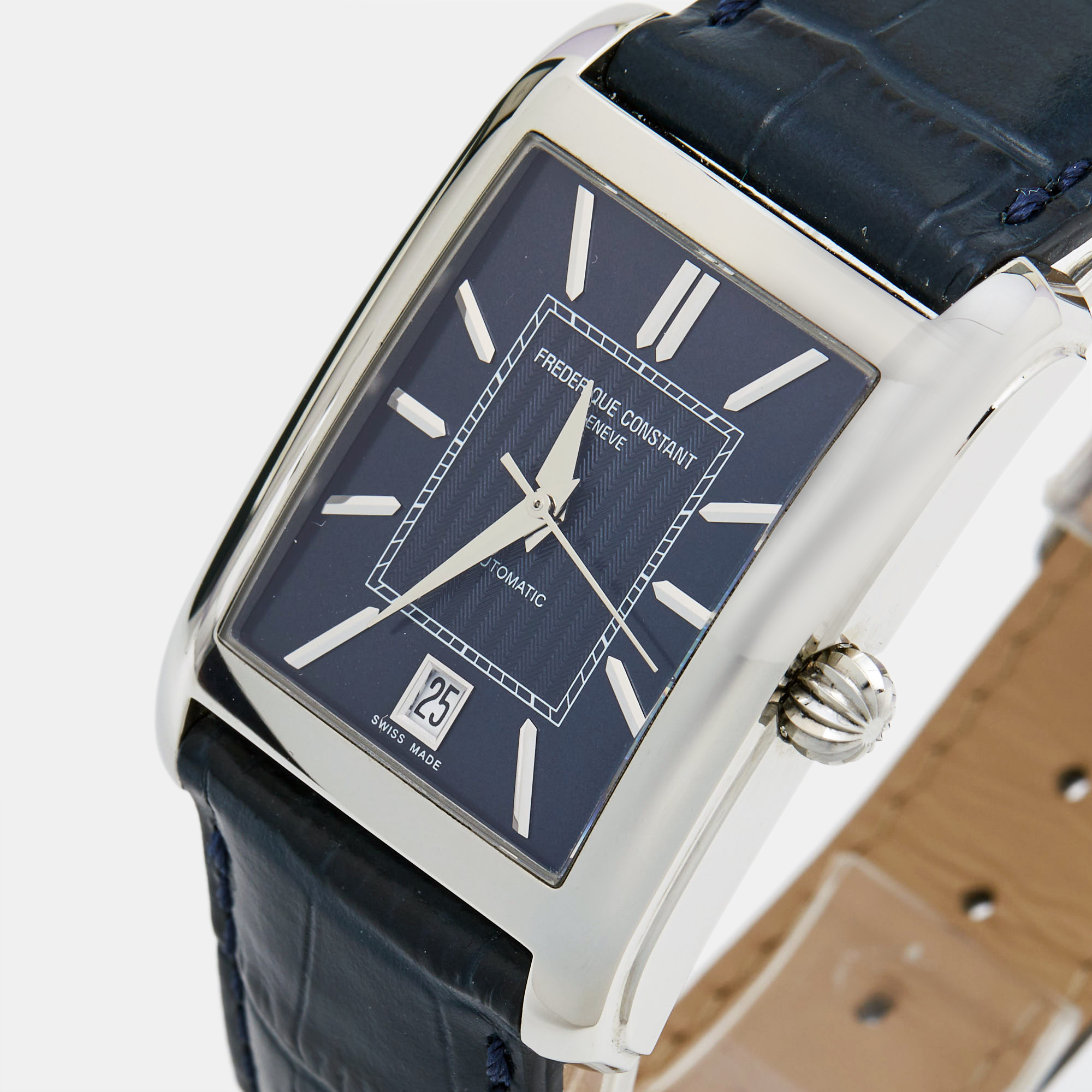 

Frederique Constant Blue Stainless Steel Embossed Leather Classics Carrée FC303N4C6 Men's Wristwatch