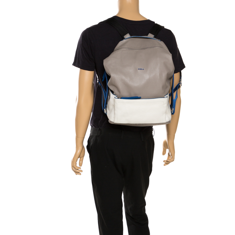 

Furla Grey/Blue Leather Icaro Backpack