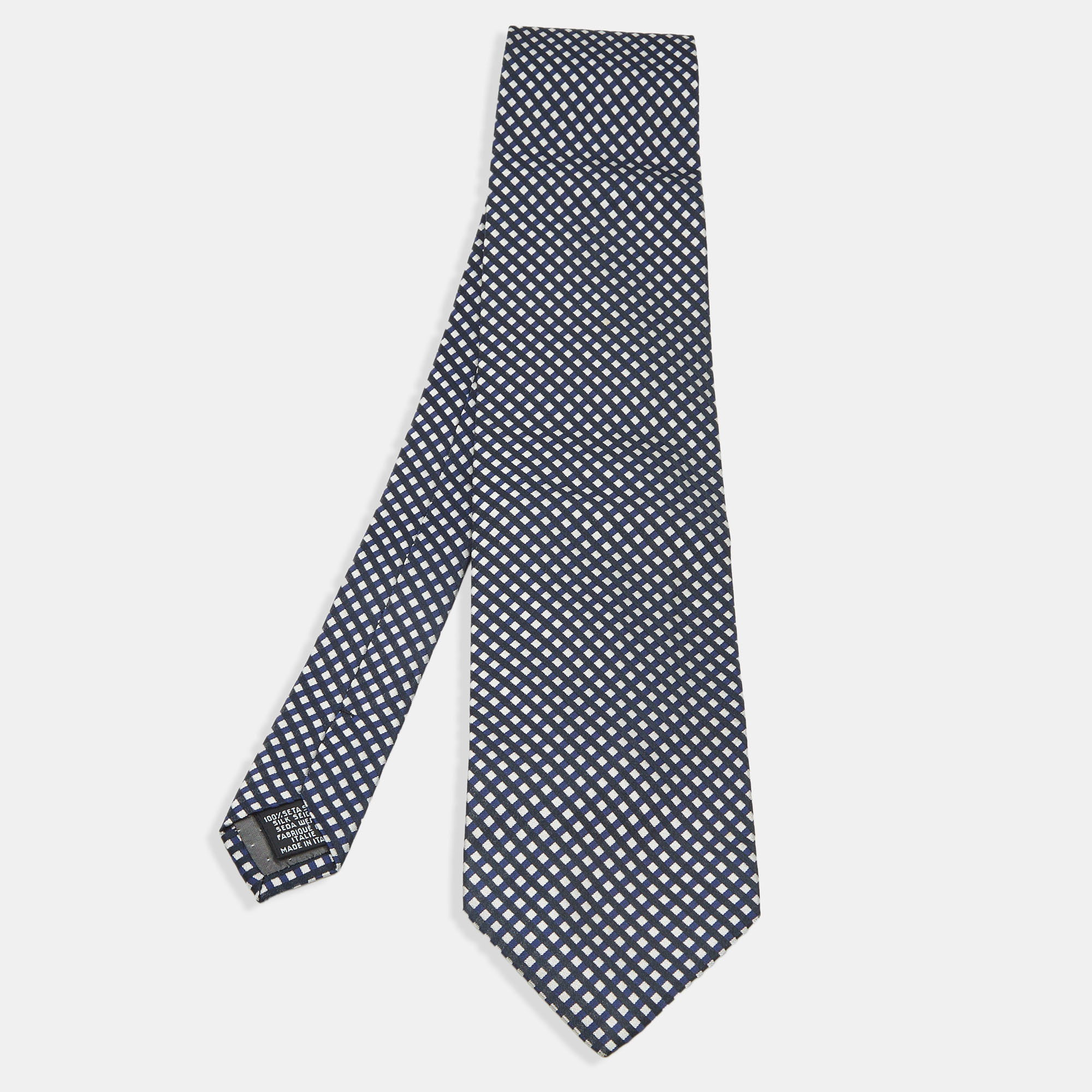 

Gianfranco Ferre Grey/Blue Checkered Silk Tie, Black