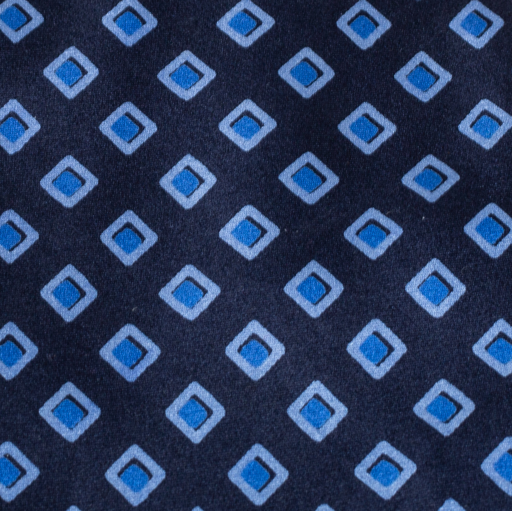 

Gianfranco Ferre Navy Blue Geometric Print Silk Traditional Tie