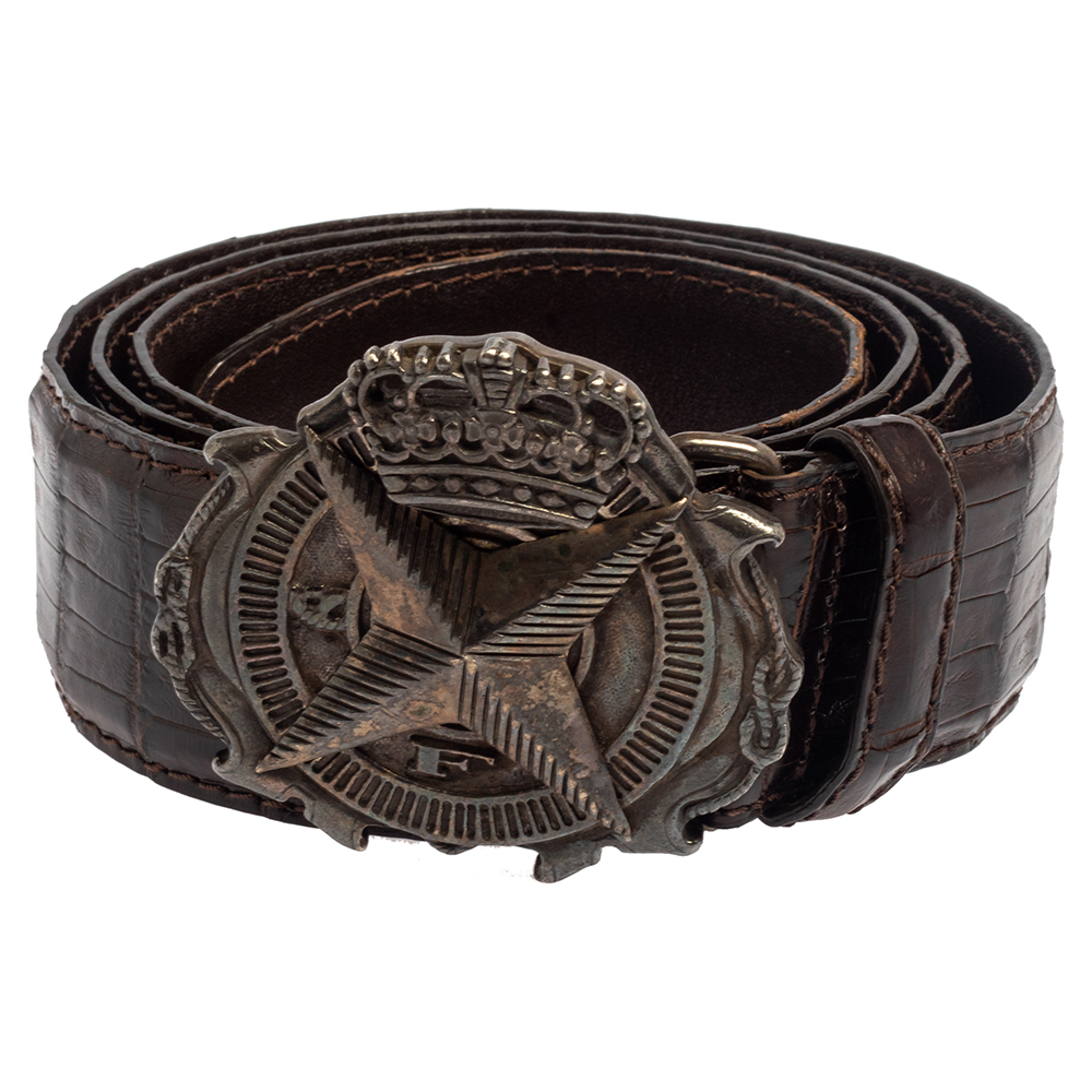 

Gianfranco Ferre Dark Brown Crocodile Buckle Belt