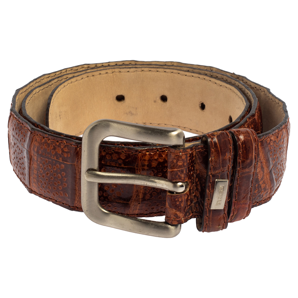 

Gianfranco Ferre Brown Crocodile Buckle Belt