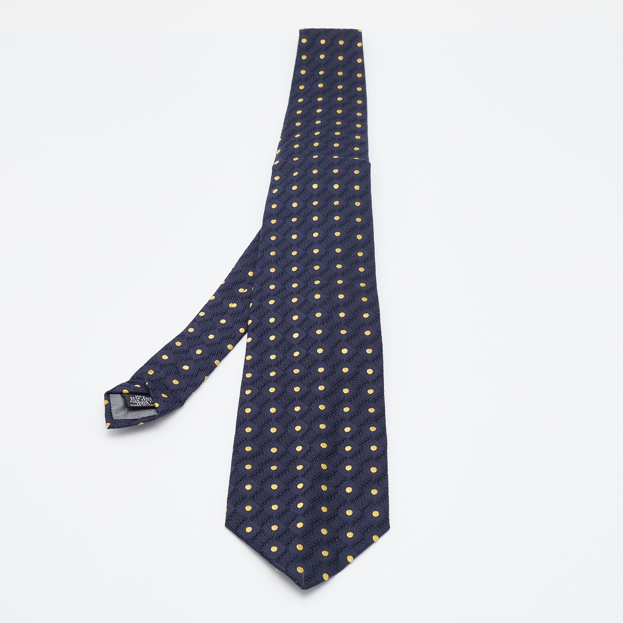 Pre-owned Gianfranco Ferre Navy Blue Polka Dot Silk Jacquard Tie