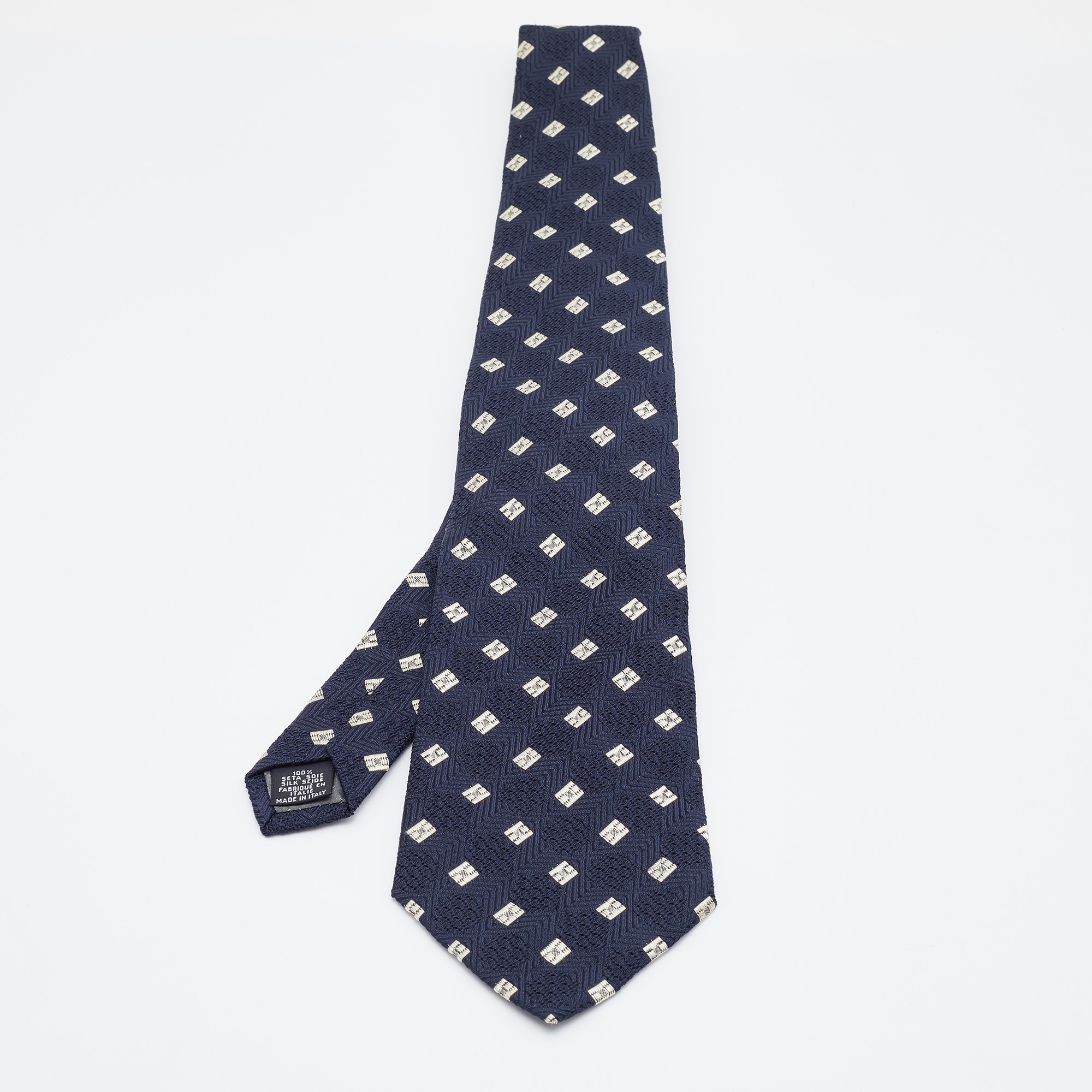 Pre-owned Gianfranco Ferre Navy Blue Silk Jacquard Tie