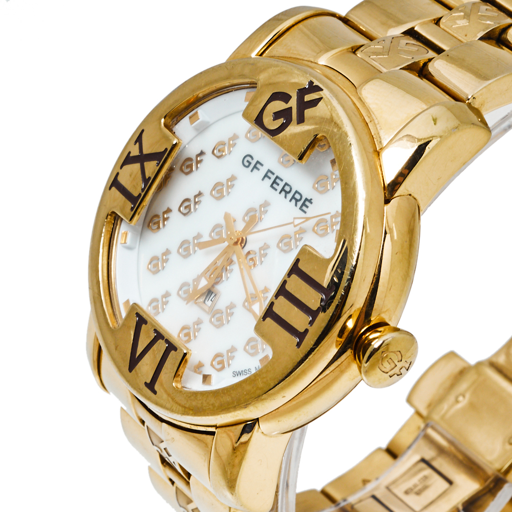 

GF Ferre Mother of Pearl Gold Plated Stainless Steel GF.9025B Quartz Men's Wristwatch, White