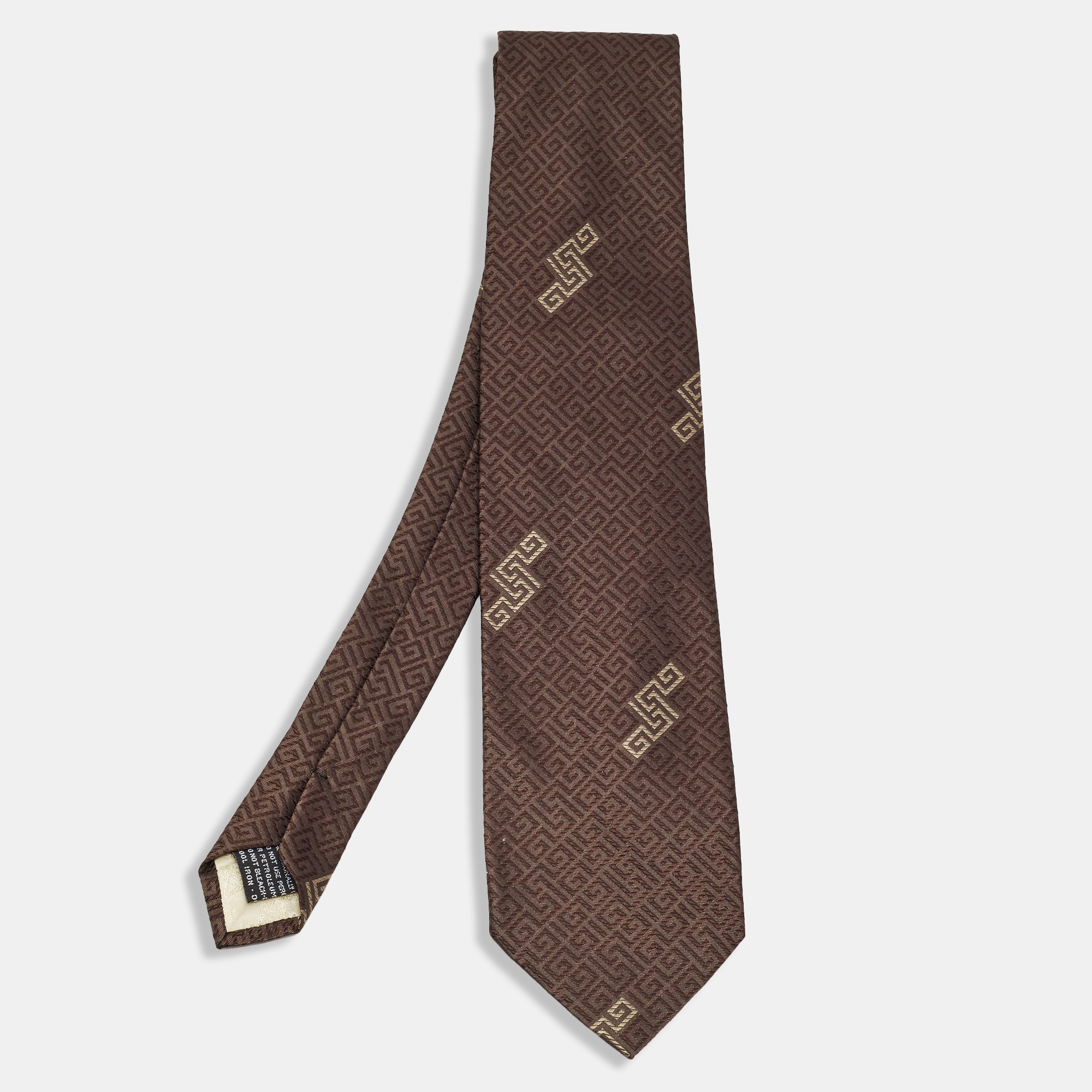 

Gianni Versace Vintage Brown Jacquard Silk Tie