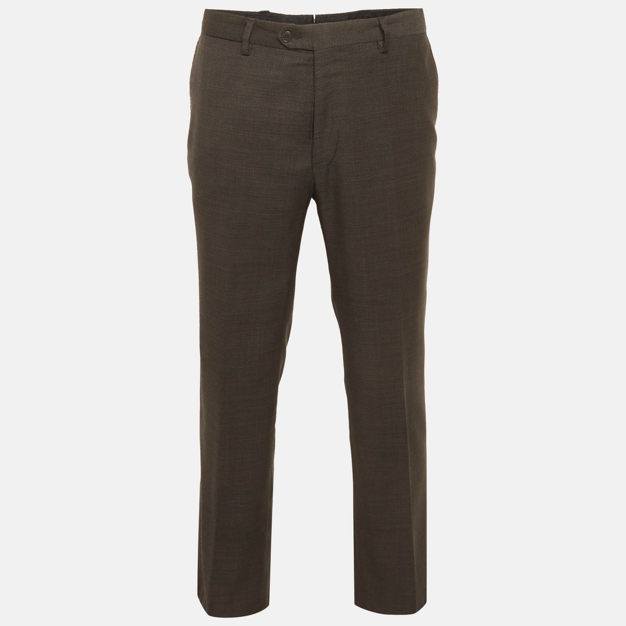 

Gianni Versace Grey Textured Wool Blend Regular Fit Pants XXL