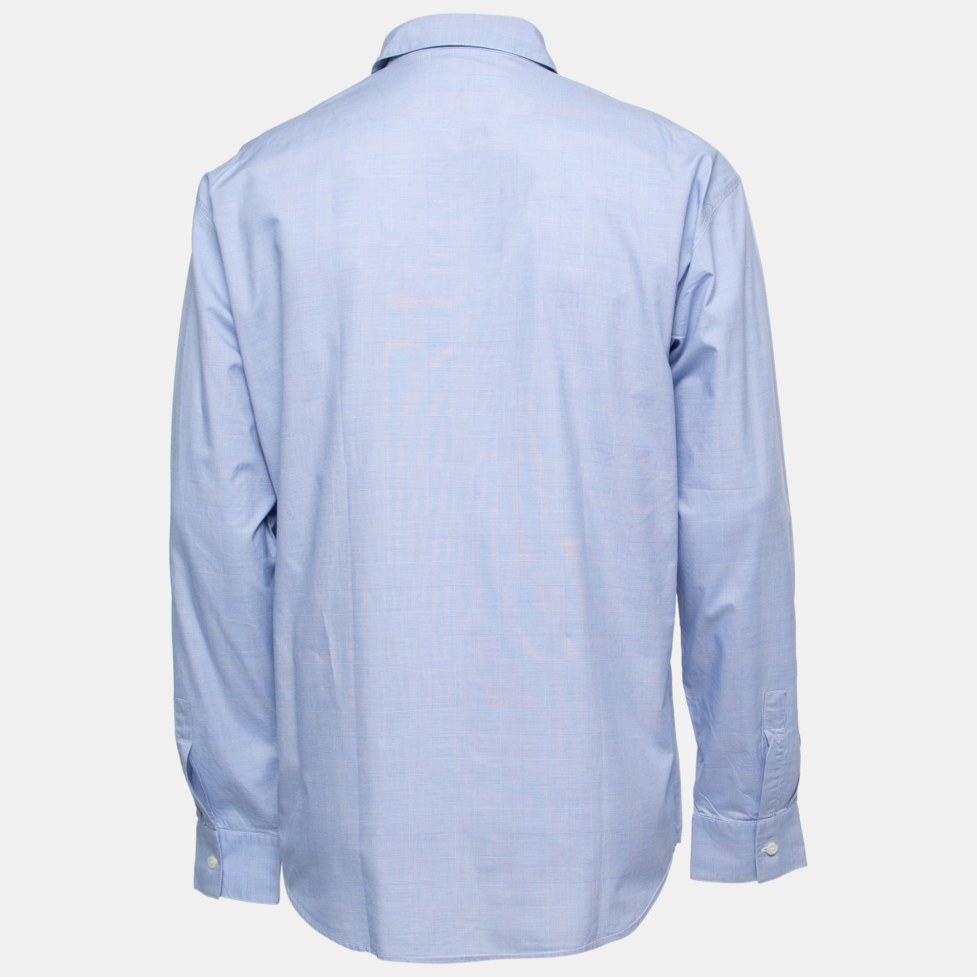 

Gianni Versace Blue Plaided Cotton Full Sleeve Shirt