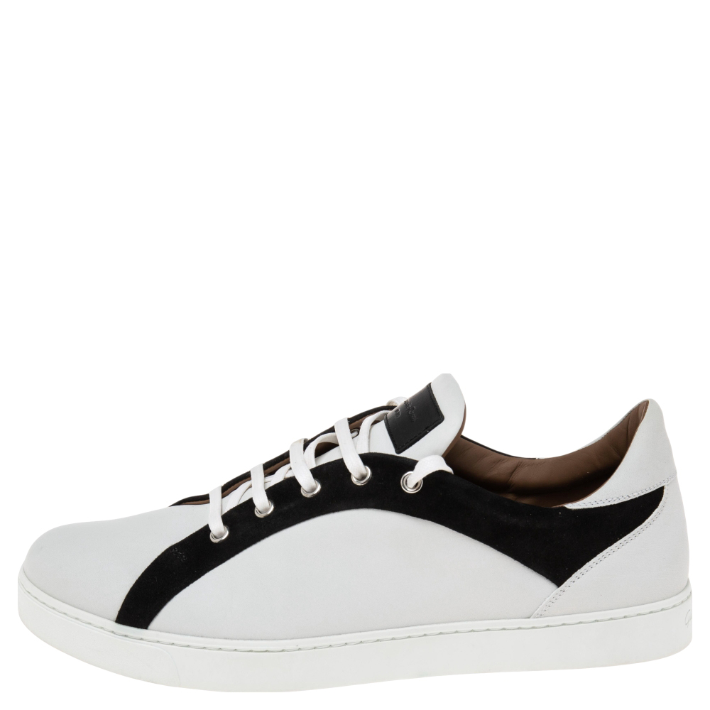 

Gianvito Rossi White/Black Leather and Suede Low-Top Sneakers Size