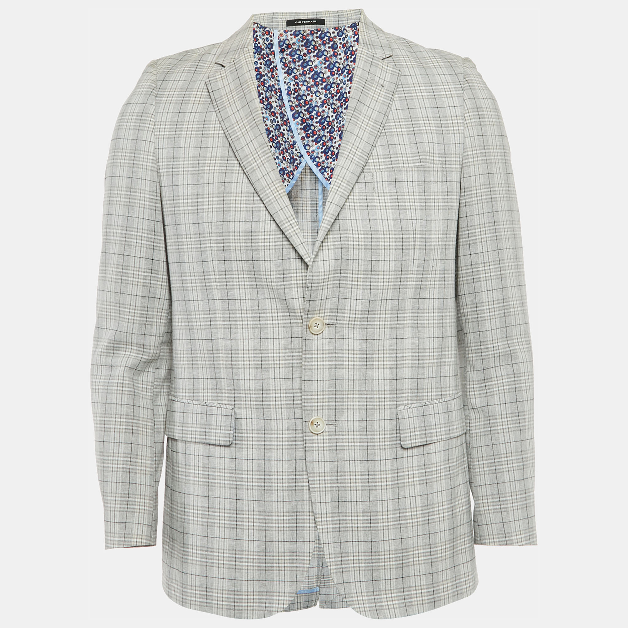 

Gio Ferrari Grey Checkered Wool Blend Blazer S