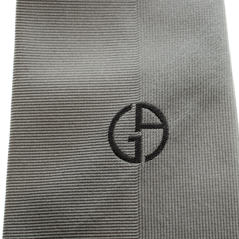 

Giorgio Armani Grey Textured Silk Logo Embroidered Tie