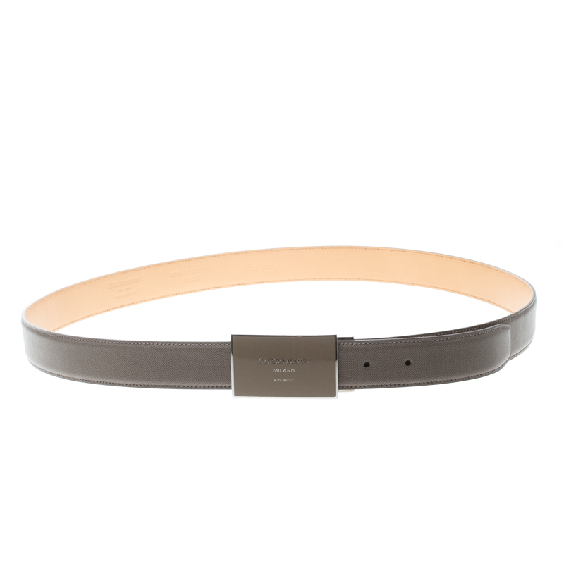 Giorgio Armani Beige Saffiano Leather Plate Buckle Belt One Size