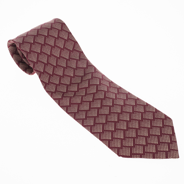 Pre Owned Giorgio Armani Maroon Silk Tie