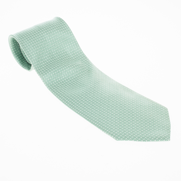 Pre Owned Giorgio Armani Green Textured Silk Tie