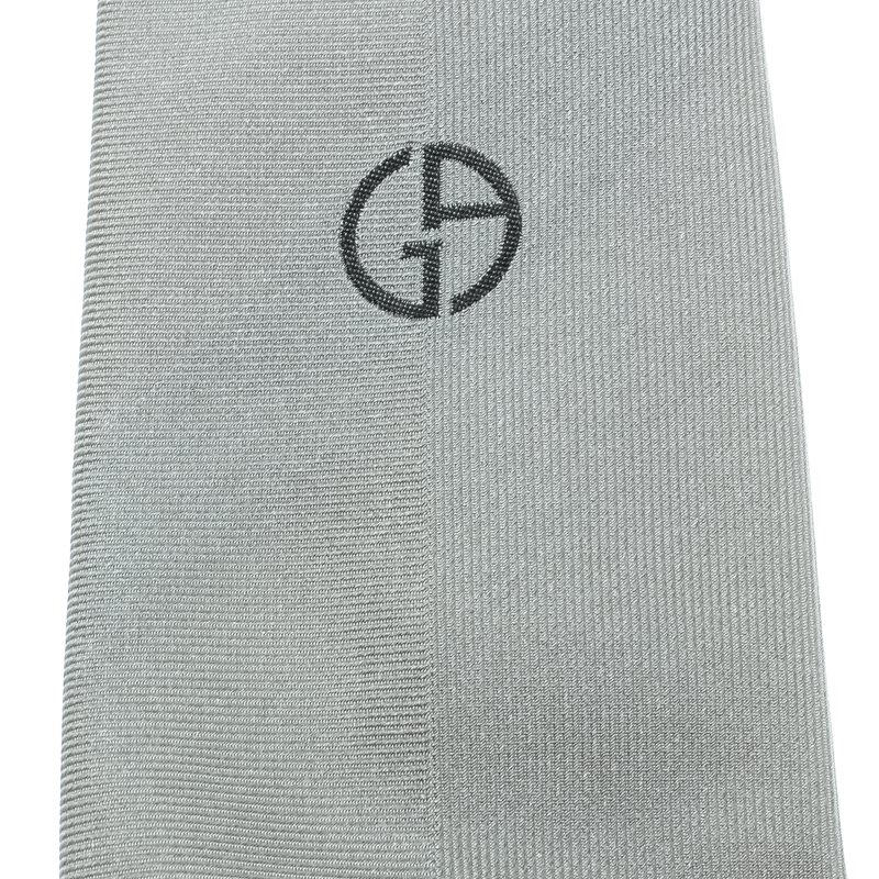 

Giorgio Armani Grey Textured Silk Logo Detail Traditional Tie