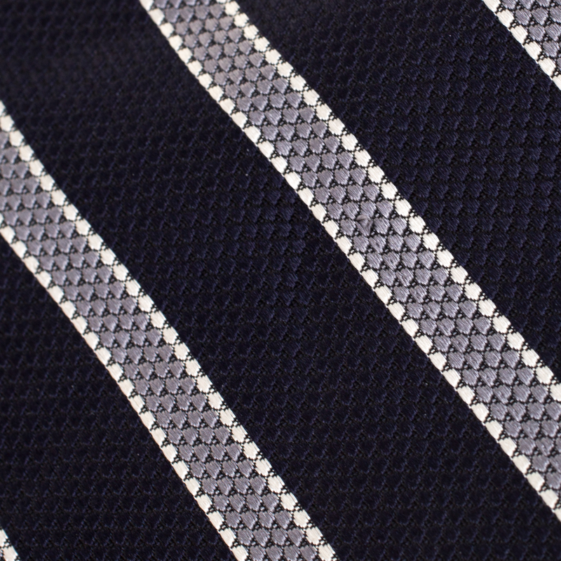 

Giorgio Armani Navy Blue and Grey Diagonal Striped Silk Jacquard Tie