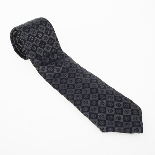 Giorgio Armani Black Silk Monogram Tie