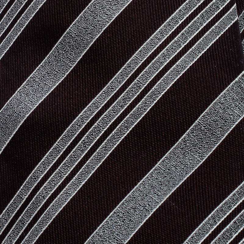 

Giorgio Armani Burgundy and Grey Diagonal Striped Silk Jacquard Tie