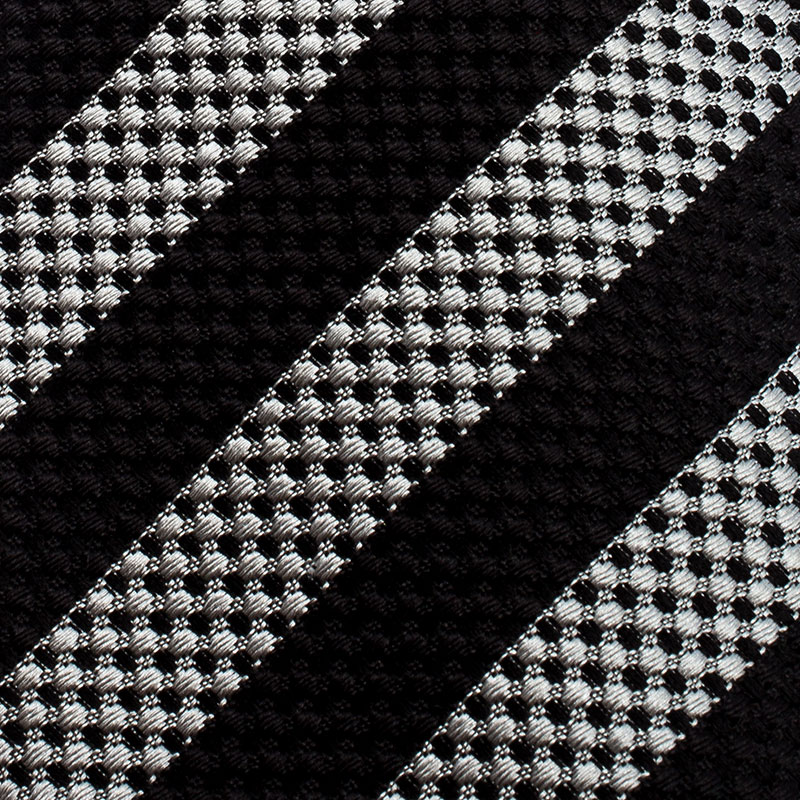 

Giorgio Armani Monochrome Diagonal Striped Regimental Dot Silk Jacquard Tie, Black