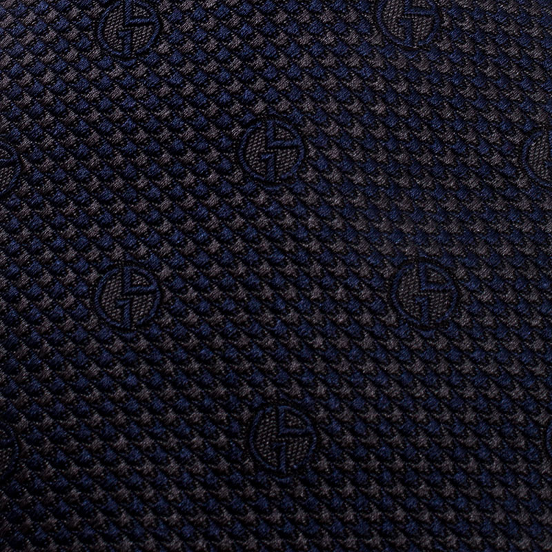 

Giorgio Armani Navy Blue Monogram Patterned Silk Jacquard Classic Tie