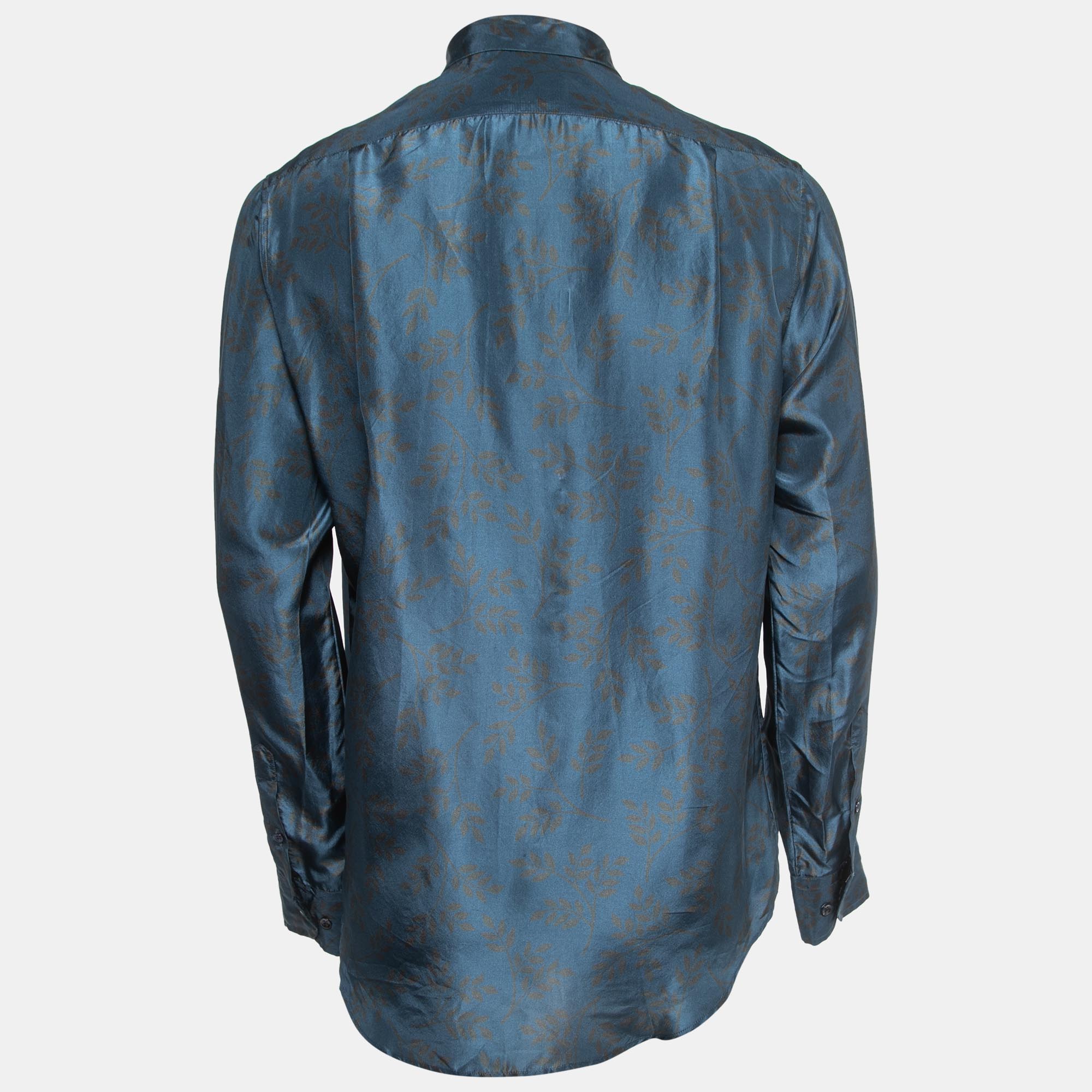 

Giorgio Armani Blue Printed Silk Button Front Full Sleeve Shirt