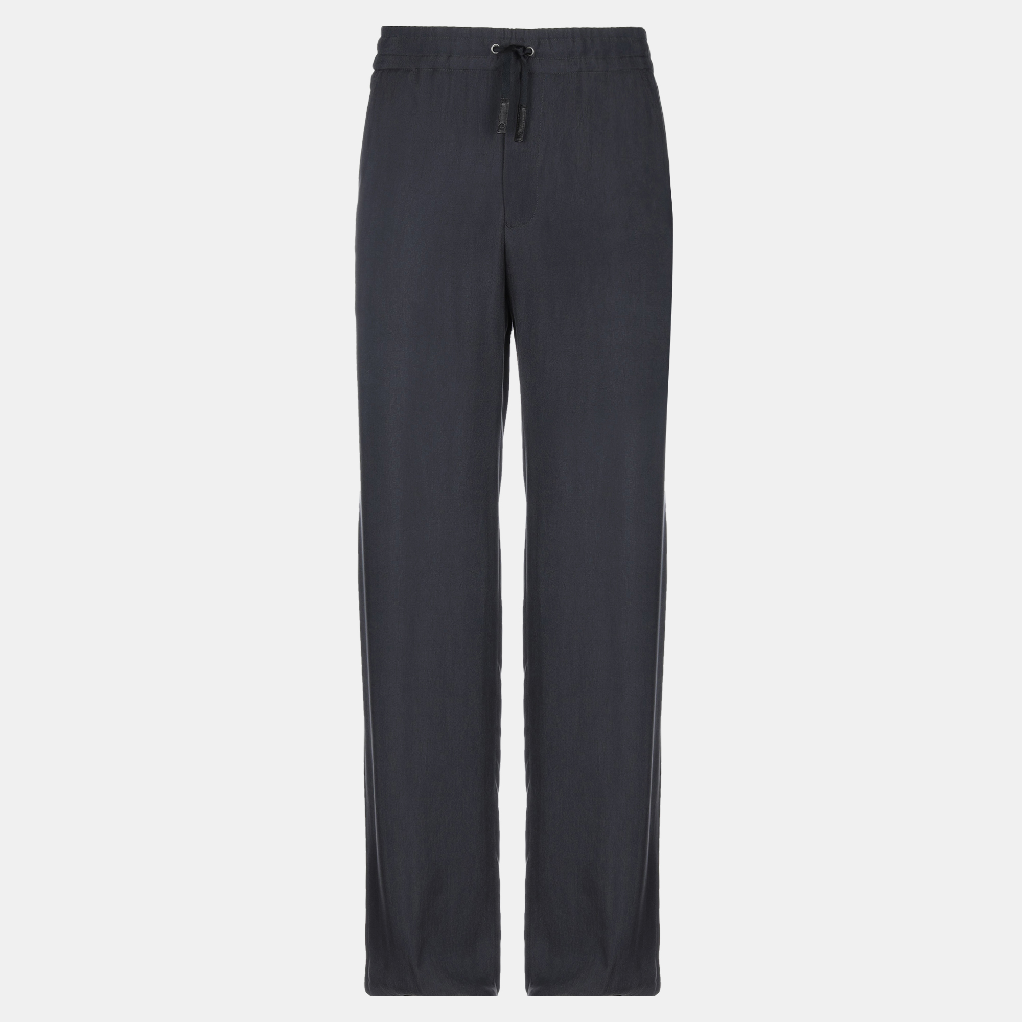 Pre-owned Giorgio Armani Cupro Trousers 54 In Navy Blue