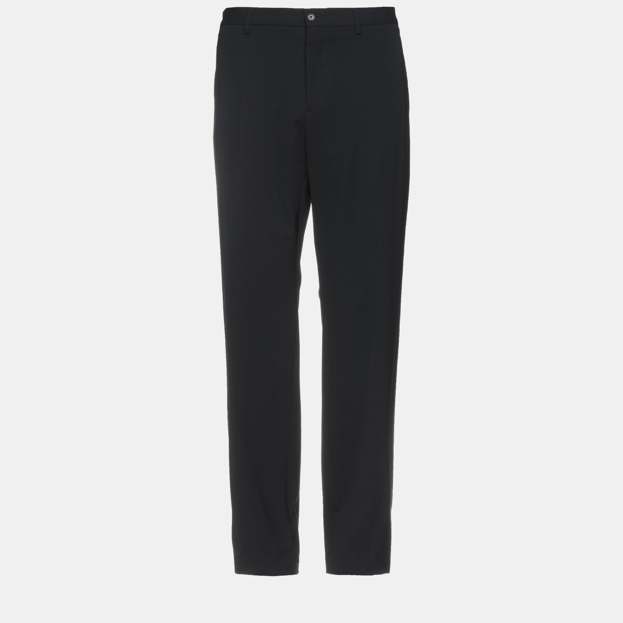 Pre-owned Giorgio Armani Virgin Wool Pants 56 In Black