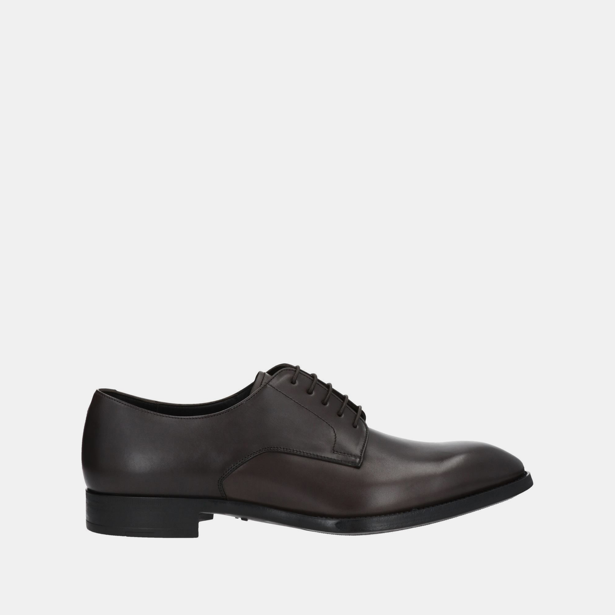 Pre-owned Giorgio Armani Brown Leather Lace Up Derby 41