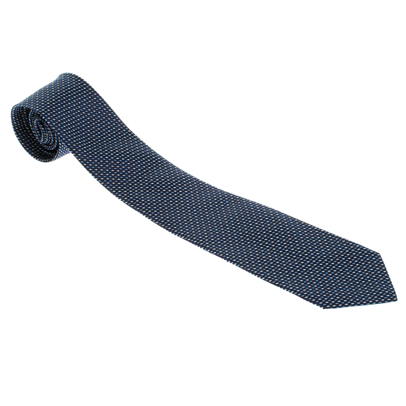 Giorgio Armani Navy Blue Woven Silk Tie