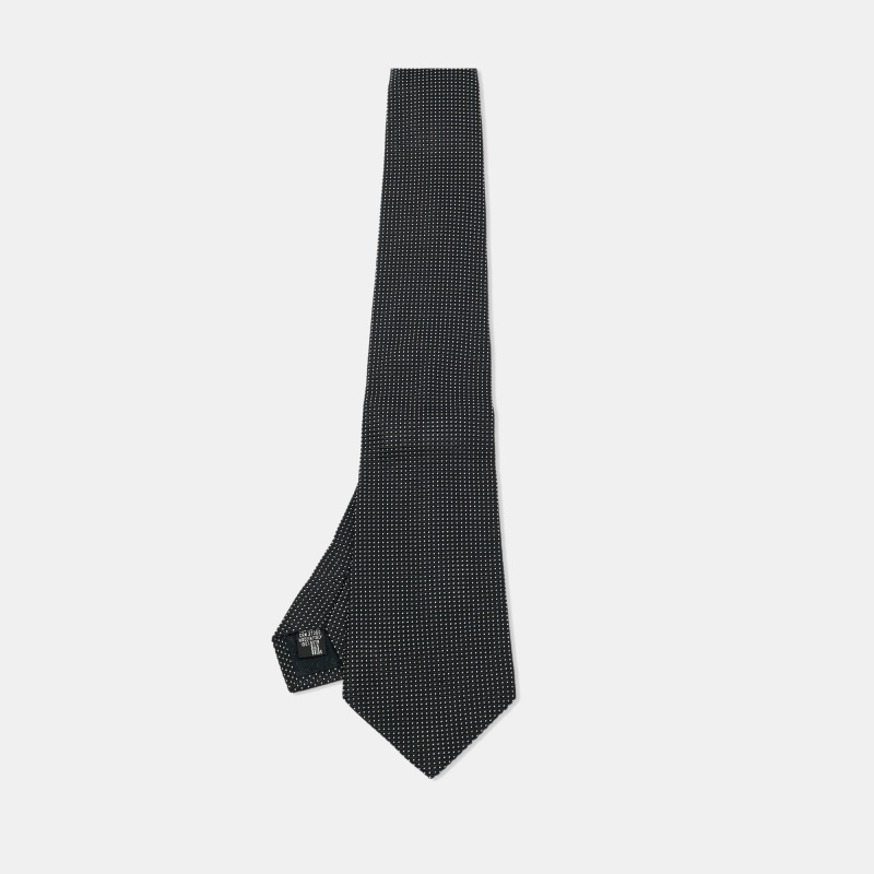 

Giorgio Armani Black Jacquard Silk Traditional Tie