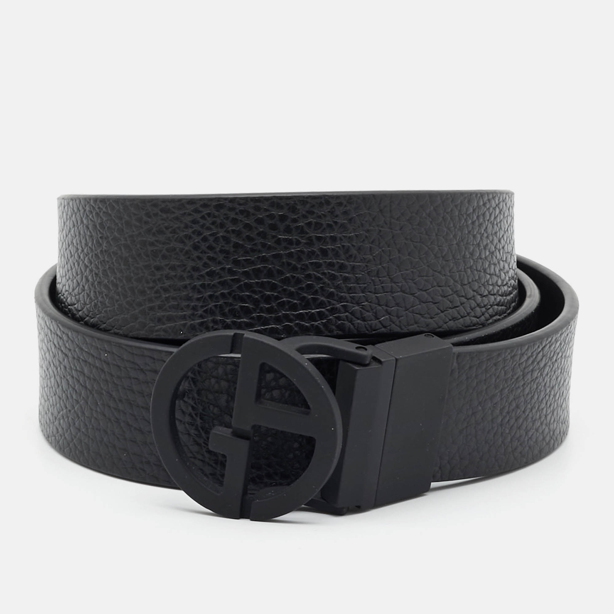 

Giorgio Armani Cut to Size Reversible Buckle Belt Black Leather