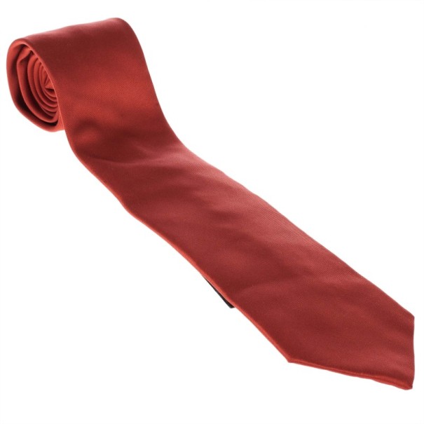 Pre Owned Giorgio Armani Red Satin Tie