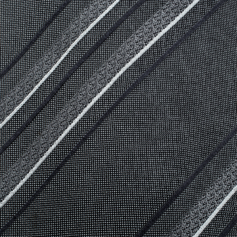 Pre-owned Giorgio Armani Grey Horizontal Striped Silk Jacquard Tie