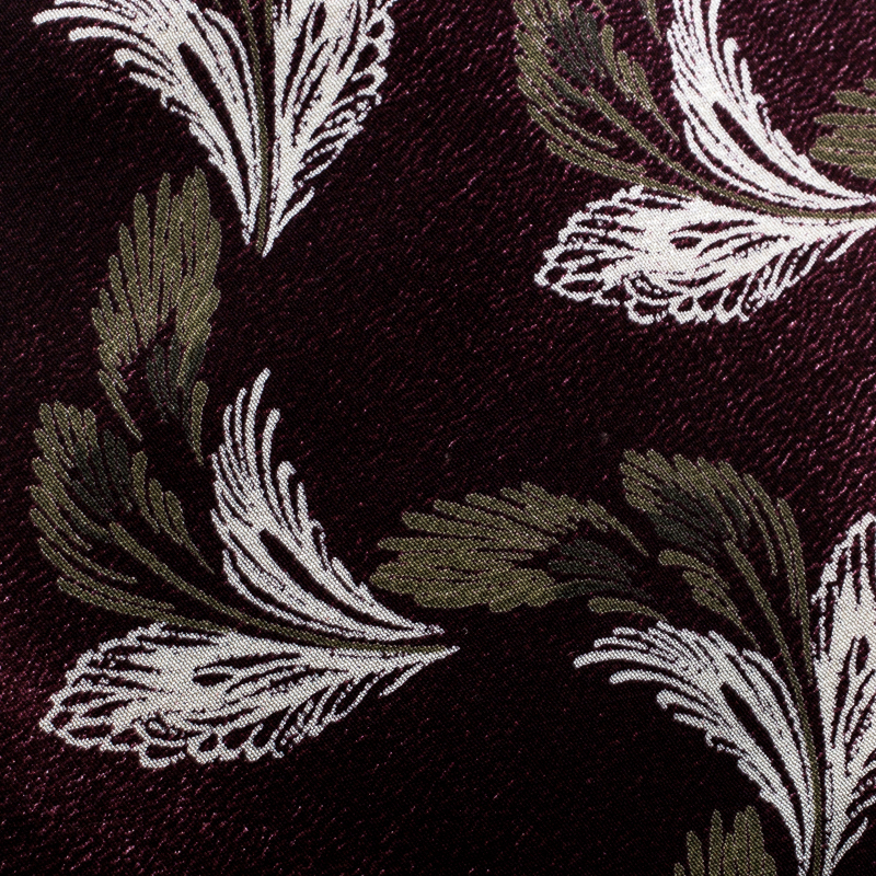 Pre-owned Giorgio Armani Cravatte Burgundy Leaf Print Traditional Silk Tie