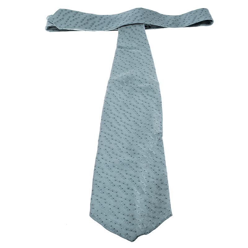 Pre-owned Giorgio Armani Cravatte Grey Jacquard Silk And Cotton Traditional Tie