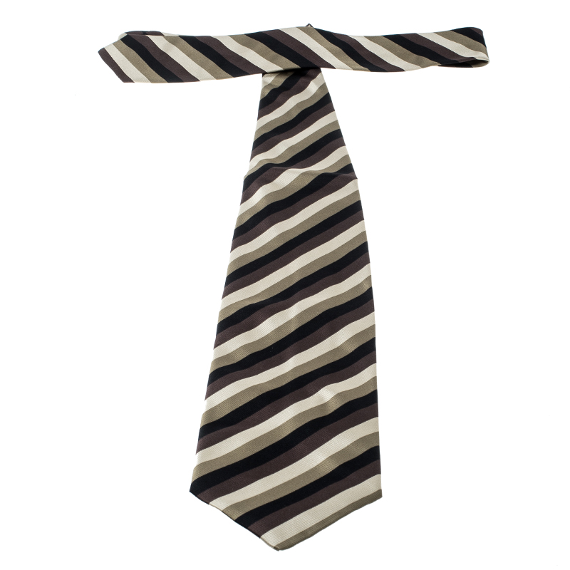 Pre-owned Giorgio Armani Cravatte Diagonal Striped Traditional Silk Tie In Multicolor