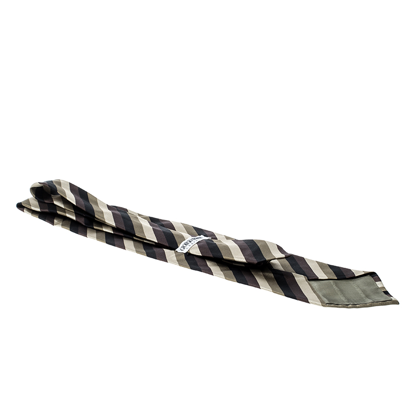 Pre-owned Giorgio Armani Cravatte Diagonal Striped Traditional Silk Tie In Multicolor