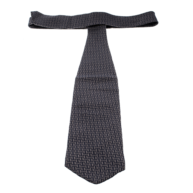 Pre-owned Giorgio Armani Vintage Textured Silk And Wool Jacquard Traditional Tie In Multicolor