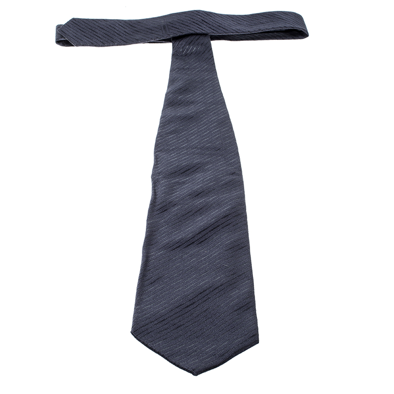 Pre-owned Giorgio Armani Vintage Grey Diagonal Striped Silk Traditional Tie