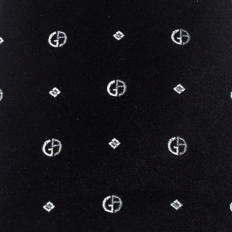 

Giorgio Armani Black Monogram Patterned Silk Jacquard Classic Tie