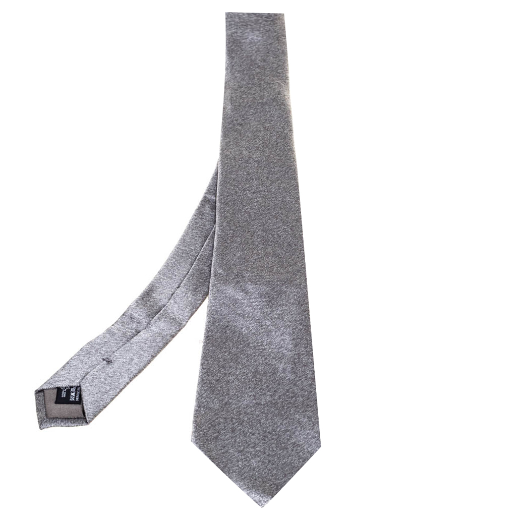 Pre-owned Giorgio Armani Grey Silk Traditional Tie