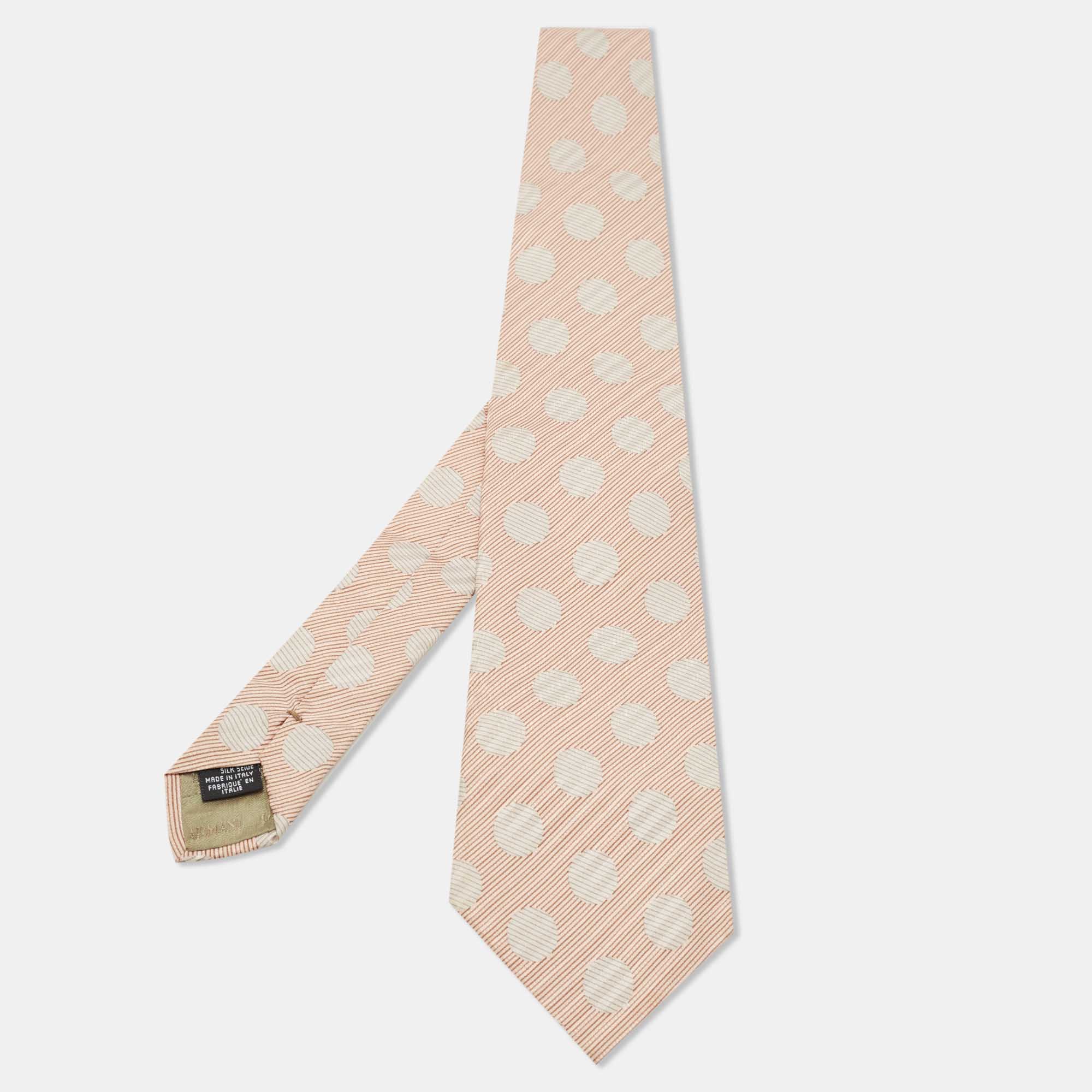 Pre-owned Giorgio Armani Vintage Pale Pink Polka Dot Silk Tie