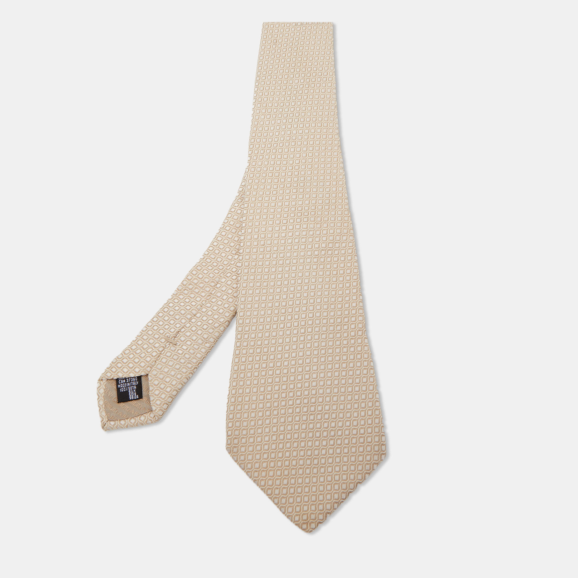Pre-owned Giorgio Armani Beige Patterned Silk Tie