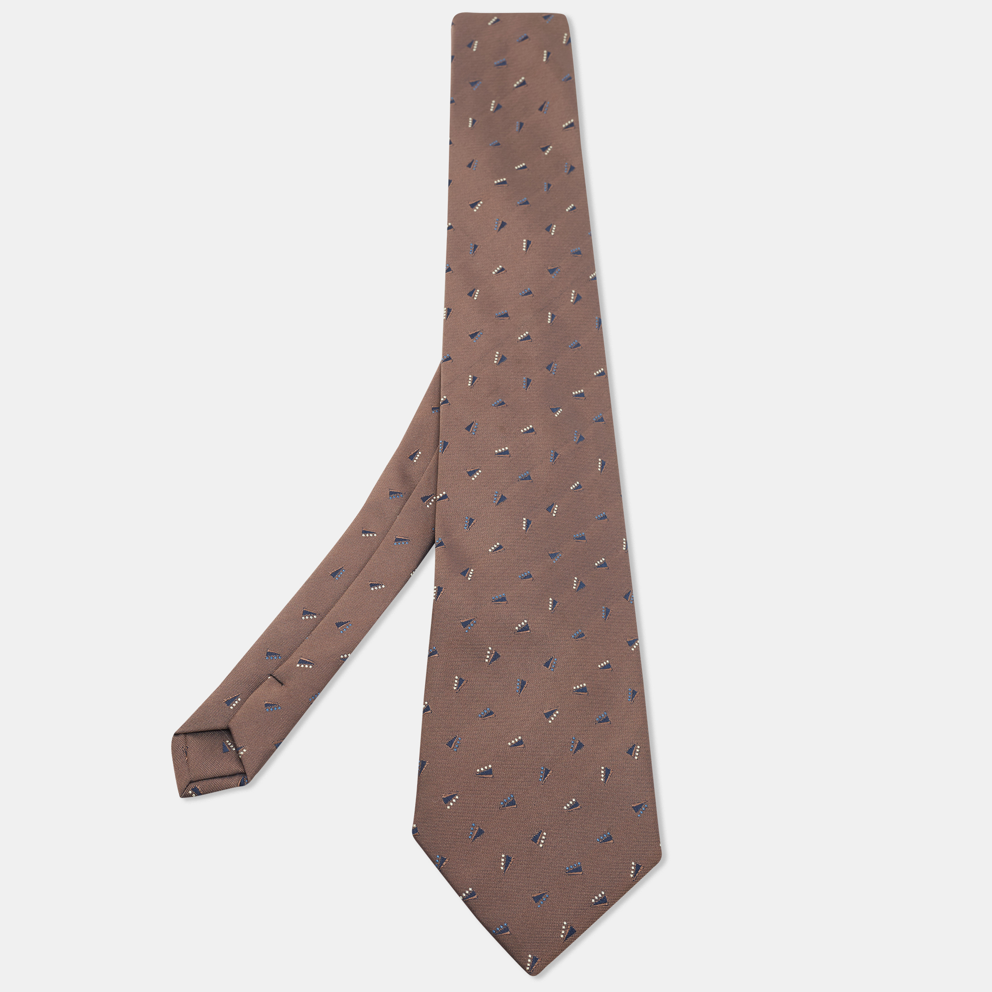 

Giorgio Armani Vintage Brown Geometric Pattern Silk Traditional Tie