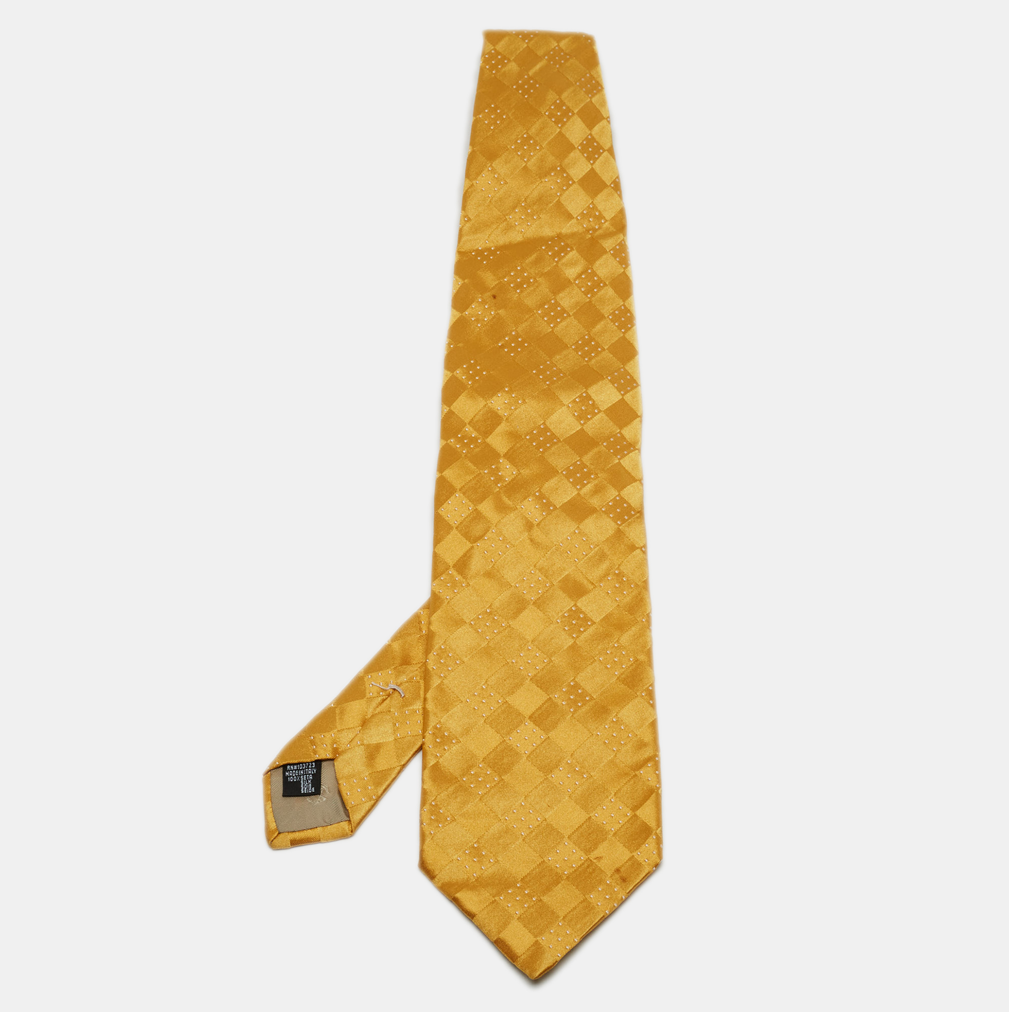 Pre-owned Giorgio Armani Yellow Patterned Silk Traditional Tie